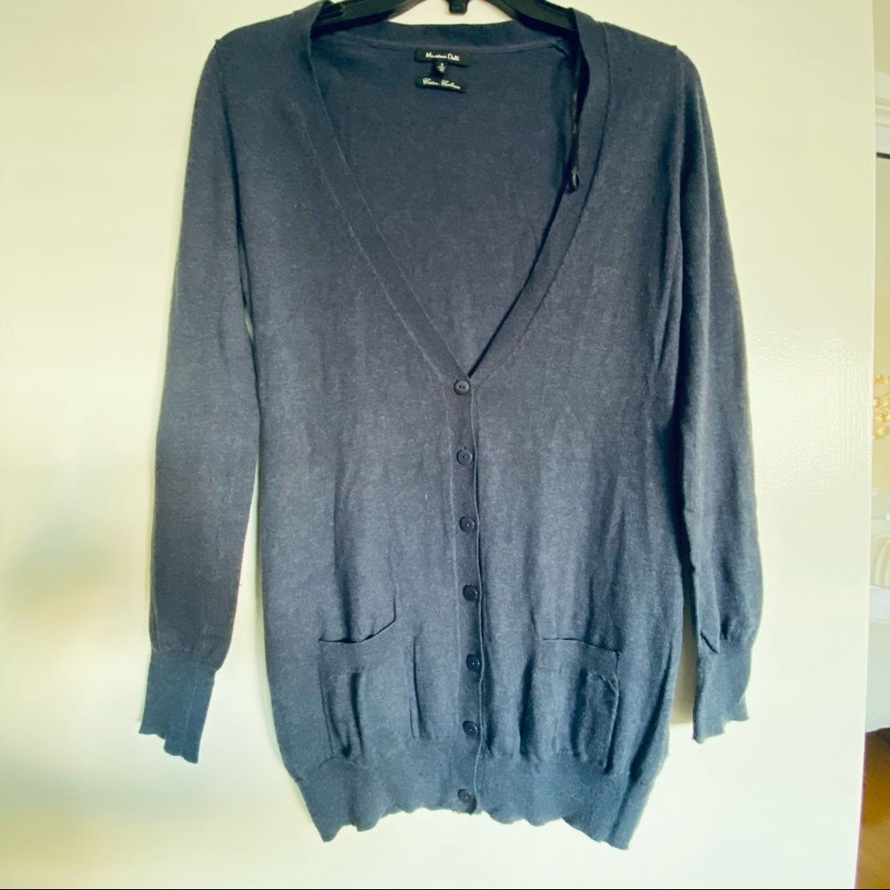 Mossimo Dutti Blue Cardigan With Elbow Patches
